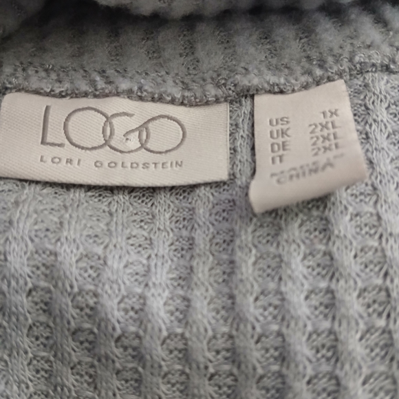 Logo Lori Goldstein Womens Waffle Knit Long Sleeve Top Size 1X Color Grey - Picture 6 of 9